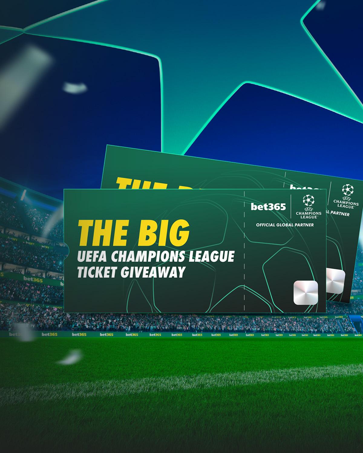 Two tickets saying 'The Big UEFA Champions League Ticket giveaway'